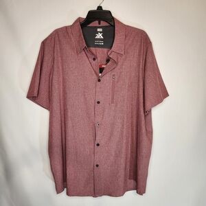 Zeroxposur Men's Red Short Sleeve Button Down Shirt UPF 30 Light Weight Travel